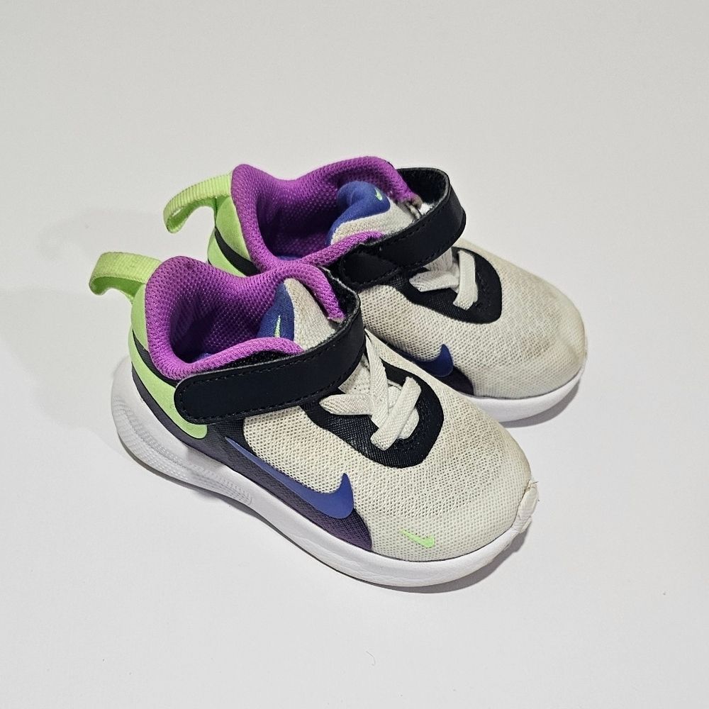 Nike Revolution 7 Boy Girl Baby Toddler Shoes Size 5 C Sneakers Blue Purple - Picture 2 of 10